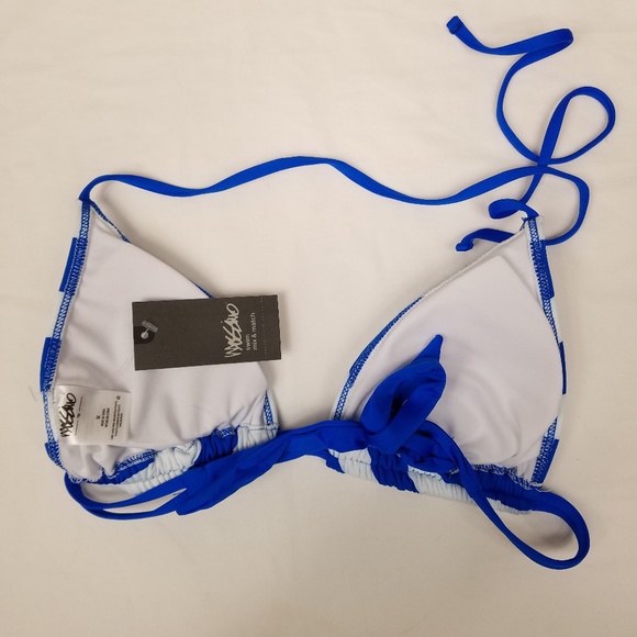MOSSIMO Resort Blue Striped Triangle Bikini Top S - Picture 3 of 7